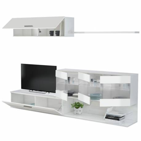 Mueble modular de salón Aral color blanco brillo