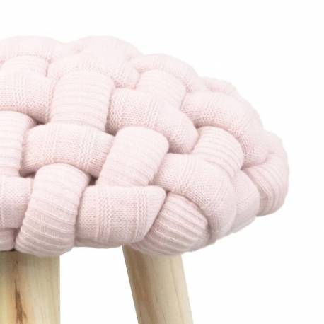 Taburete Trenza color rosa tejido crochet