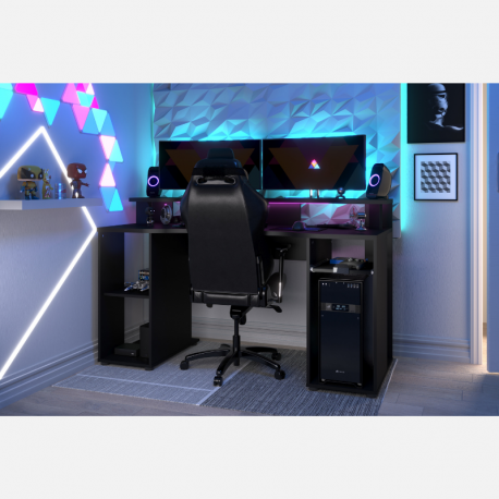Mesa Gaming Jeu Color Negro con Luz Led