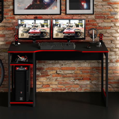 Mesa Gaming Ground color negro y rojo
