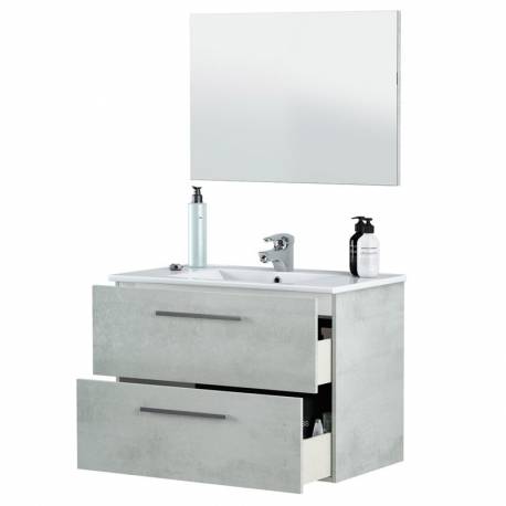 Pack muebles Cemento mueble baño espejo y columna (Incluye Lavabo y Espejo)