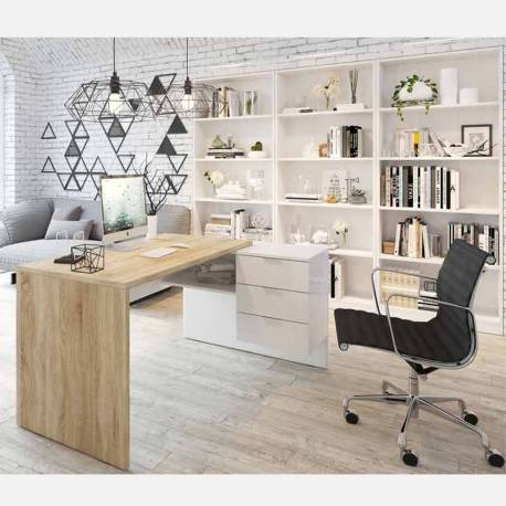 Muebles despacho Zeus blanco artik y roble