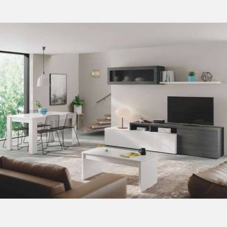 Pack muebles salón Lexus color blanco y ceniza moderno