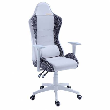 Silla gamer Jordan en color blanco con estampado leopardo