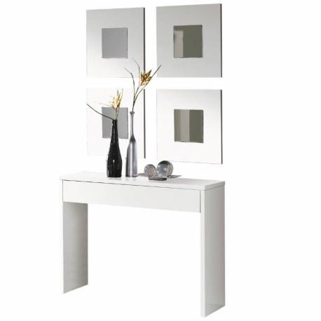 Mueble De Entrada Recibidor Lupe con 4 espejos color blanco 101CM