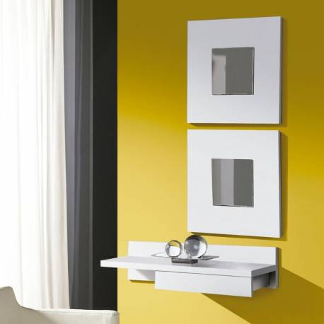 Mueble De Entrada Recibidor con 2 Espejos Color Blanco