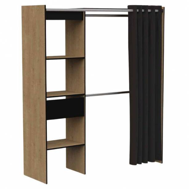 Vestidor Melamina Negro - Madera Claro 167x192x50