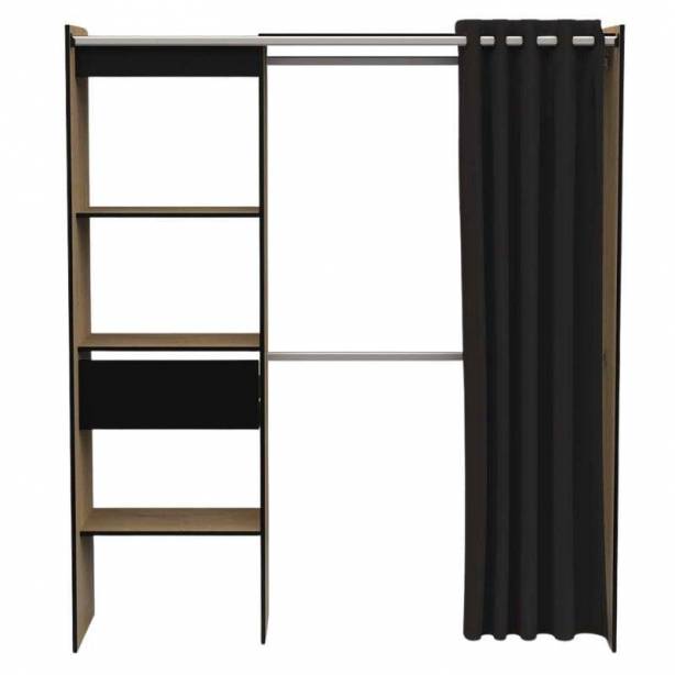 Vestidor Melamina Negro - Madera Claro 167x192x50