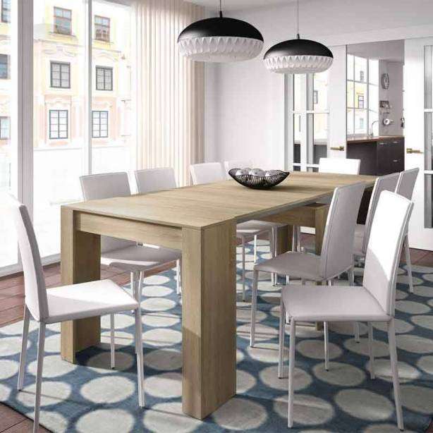 Mesa comedor extensible Melamina Madera claro 78x90