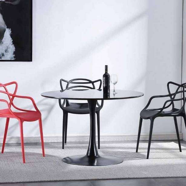 Mesa comedor Melamina - Metal Negro 110x75x110