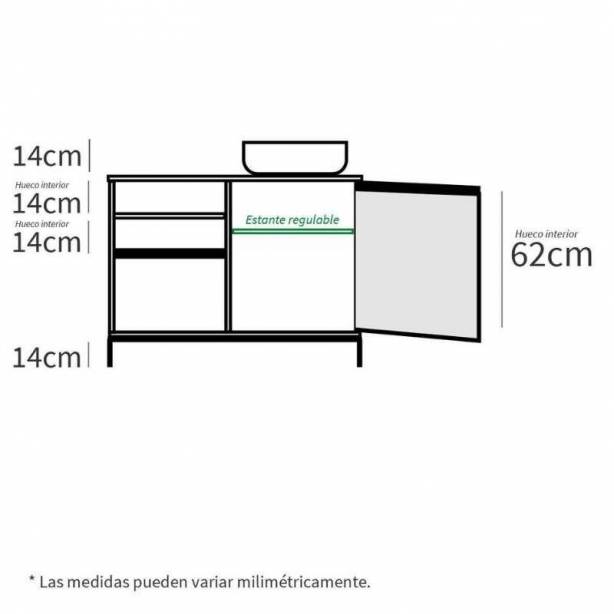 Mueble baño con lavabo Melamina Madera claro - Blanco 100x96x51