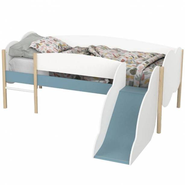 Cama infantil Melamina Blanco - Azul