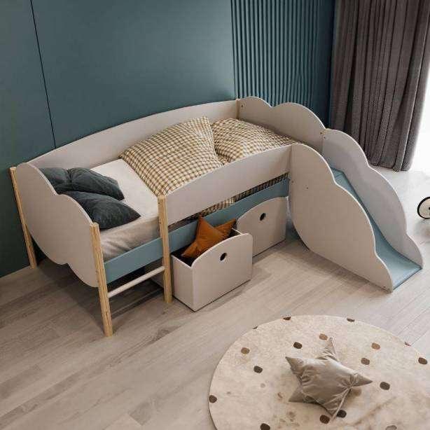 Cama infantil Melamina Blanco - Azul