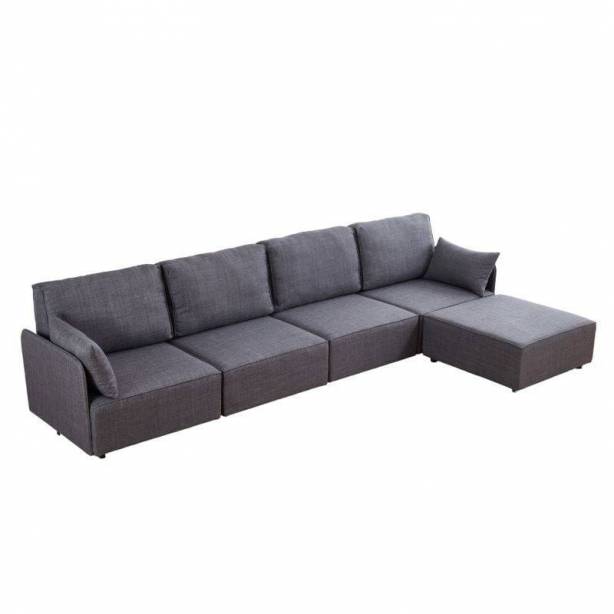 Sofá modular chaise longue Poliéster Gris 366x93x183