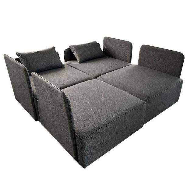 Sofá modular chaise longue Poliéster Gris 366x93x183