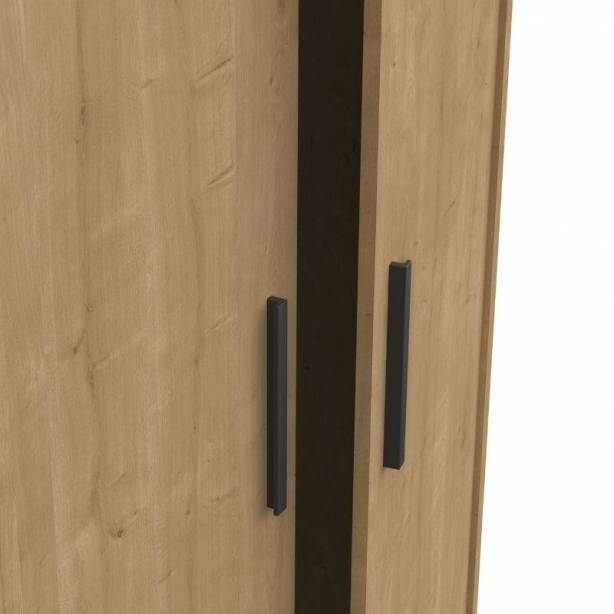 Armario con 2 puertas Melamina Negro - Madera Claro 91x180x50