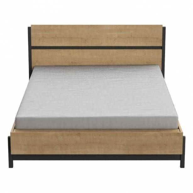 Cama de matrimonio Melamina Madera oscuro - Negro 151x91x205