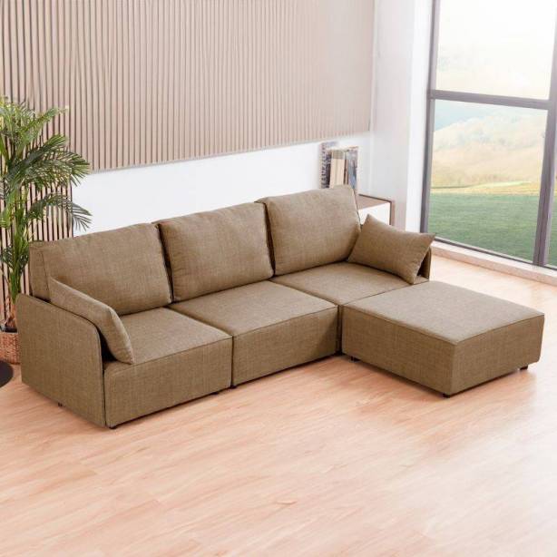 Sofá modular chaise longue 3 plazas Poliéster Beige 276x93x183