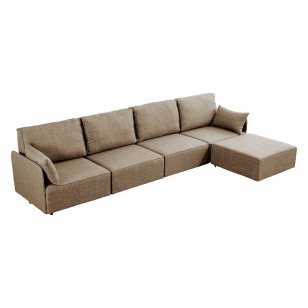 Sofá modular chaise longue Poliéster Beige 366x93x183