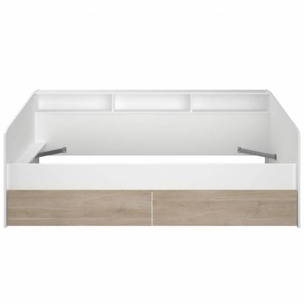 Cama Juvenil Melamina Blanco - Madera claro 203x82x113