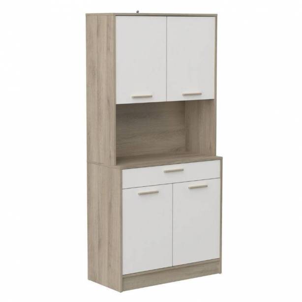 Mueble auxiliar cocina Melamina Blanco - Madera claro 84x176x40