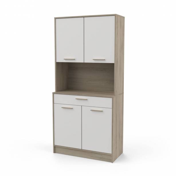 Mueble auxiliar cocina Melamina Blanco - Madera claro 84x176x40