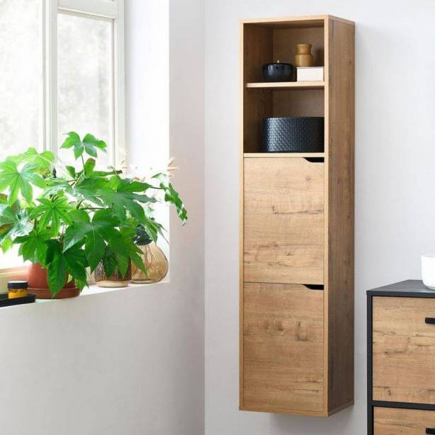 Mueble baño Melamina Negro - Madera Claro