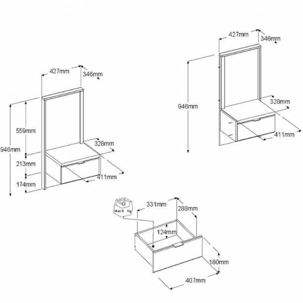 Cama de matrimonio Melamina Madera oscuro - Negro 235x95x199