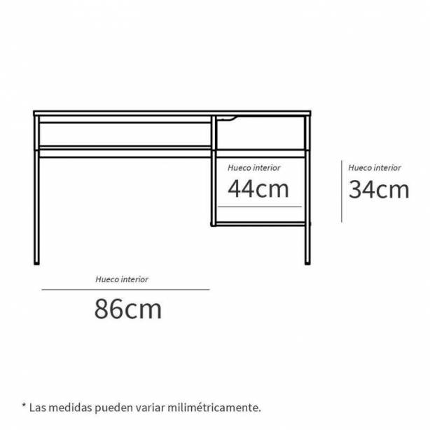 Escritorio oficina Melamina - Metal Madera claro - Blanco 138x76x58