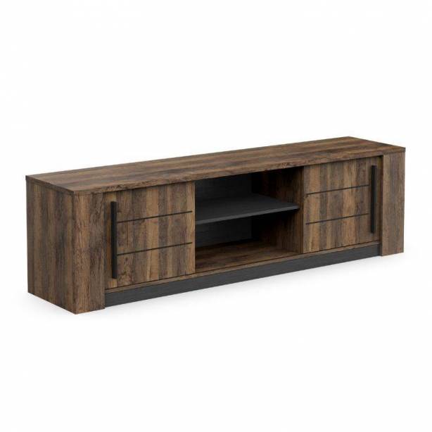 Pack muebles Salón Melamina Negro - Madera oscuro