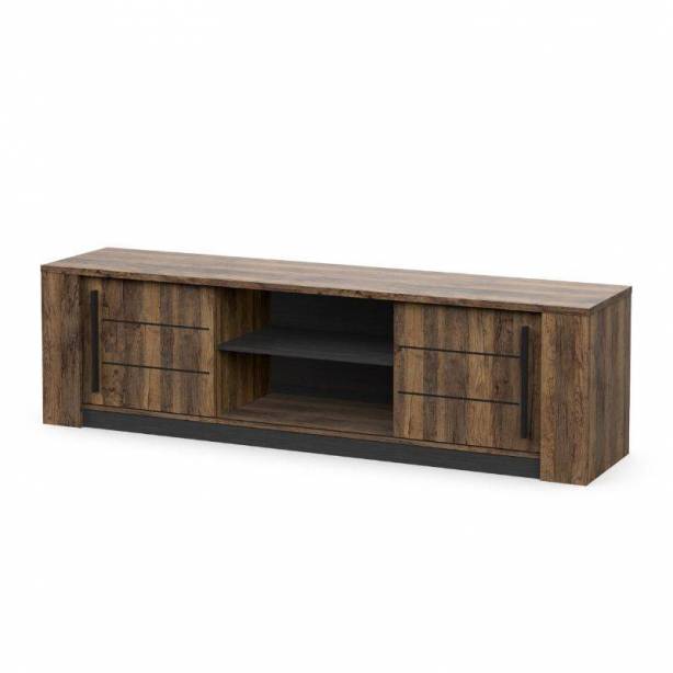 Pack muebles Salón Melamina Negro - Madera oscuro