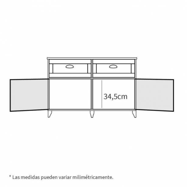 Aparador Melamina Blanco - Madera claro 120x80x47