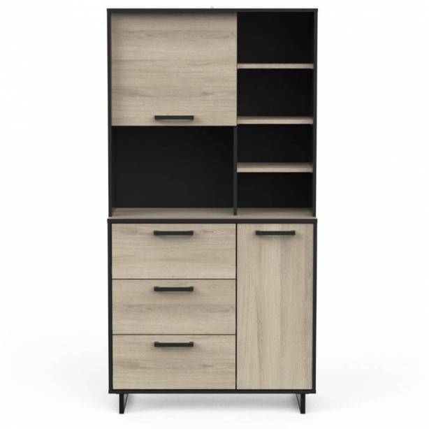 Mueble auxiliar cocina Melamina Madera oscuro - Negro 92x180x40