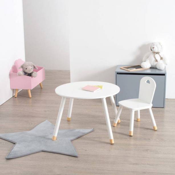 Mesa infantil Melamina - Madera Blanco - Madera claro