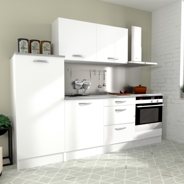 Cocina modular completa 6 módulos Melamina Blanco 240x60