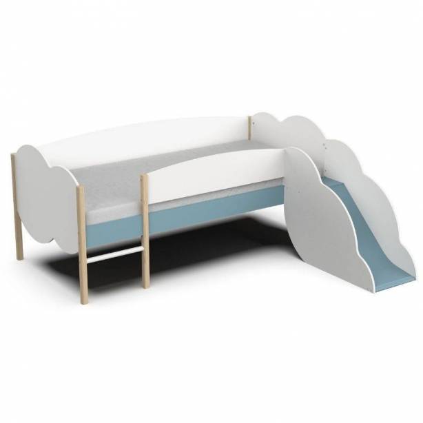 Cama infantil Melamina Blanco - Azul 206x85x184