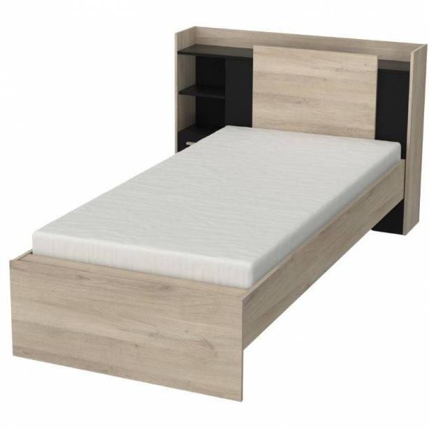 Cama Juvenil Melamina Madera claro - Negro 227x91x125