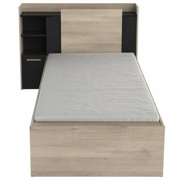 Cama Juvenil Melamina Madera claro - Negro 227x91x125