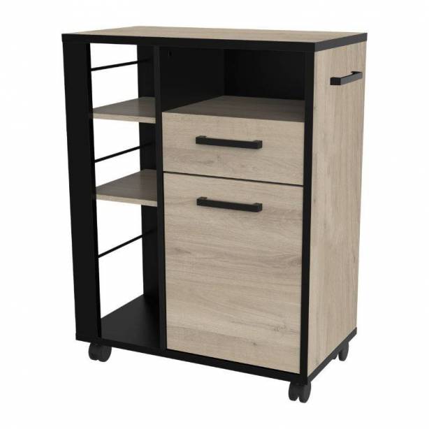 Mueble auxiliar cocina Melamina Madera claro - Negro 88x72x40