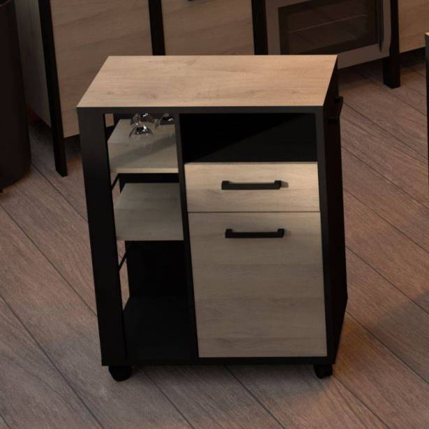 Mueble auxiliar cocina Melamina Madera claro - Negro 88x72x40