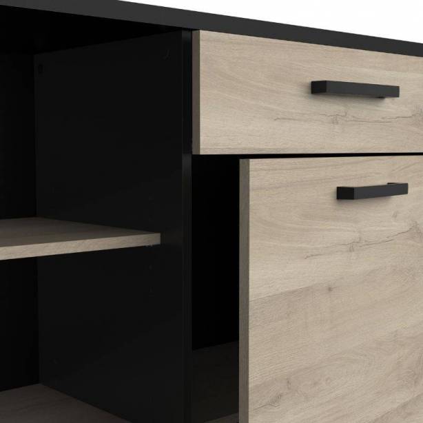 Isla cocina Melamina Madera claro - Negro 123x94x70