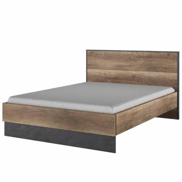 Cama de matrimonio Melamina Madera oscuro - Negro 150x95x199