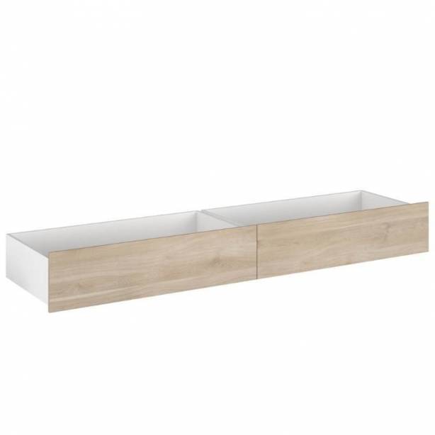 Cama Juvenil Melamina Madera claro - Blanco 199x25x53