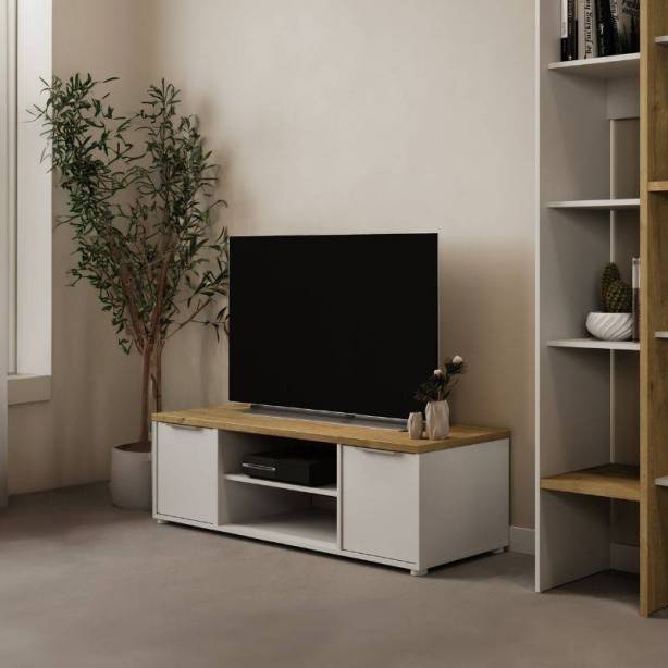 Mueble TV Melamina Madera claro - Negro 135x39x40