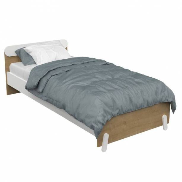 Cama infantil Melamina Blanco - Madera claro 98x67x205