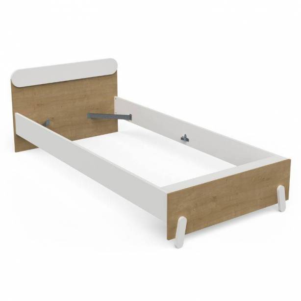 Cama infantil Melamina Blanco - Madera claro 98x67x205