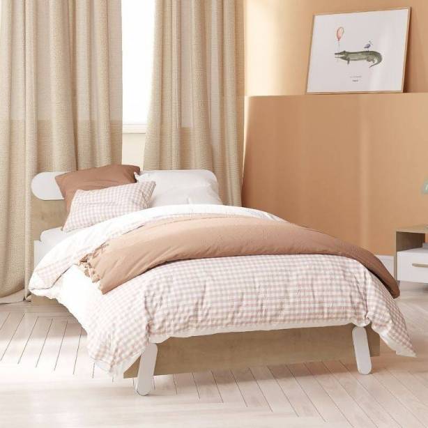 Cama infantil Melamina Blanco - Madera claro 98x67x205