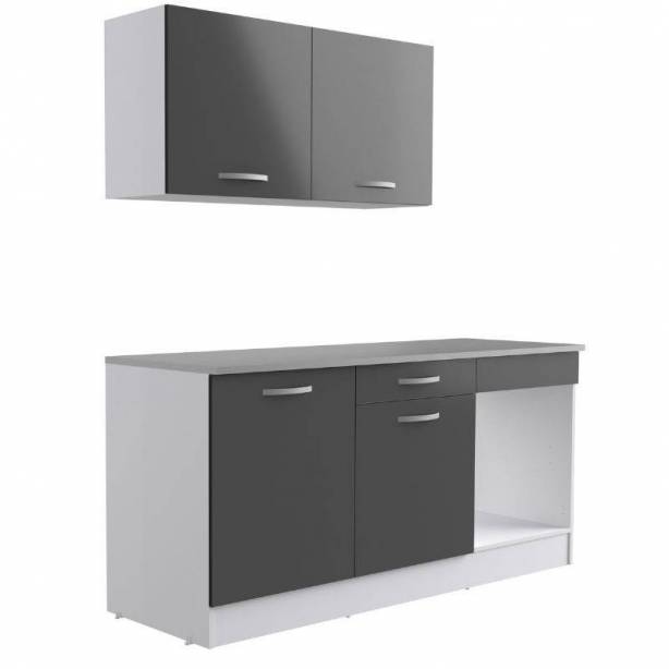 Cocina modular completa Melamina Blanco - Gris 180x60