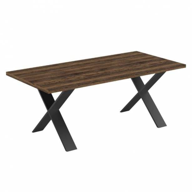 Mesa comedor Melamina Madera oscuro - Negro 180x75x90