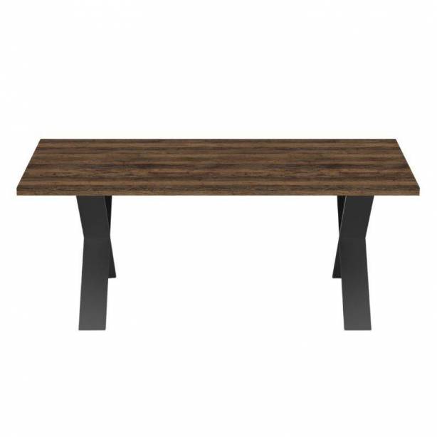 Mesa comedor Melamina Madera oscuro - Negro 180x75x90